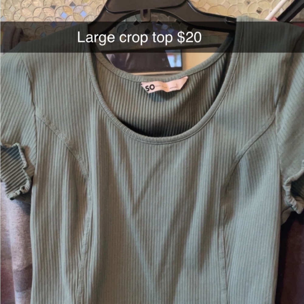 SO Green Ribbed Crop T-Shirt